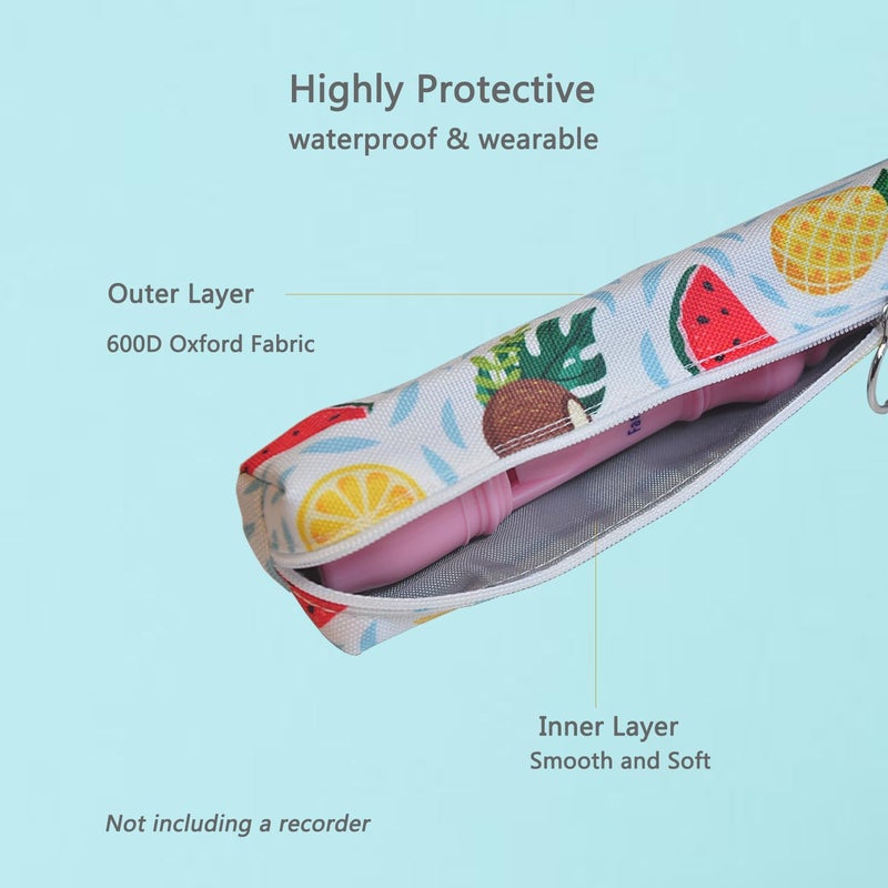 Farcaya Recorder Case Bag Only Storage Soprano Descant Flute Music Instrument Portable for Gift (Fruit+Leaf) - Image 2